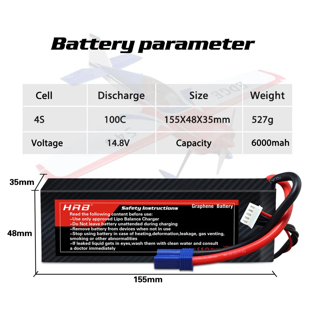 2 шт. графеновая литий-полимерная батарея 14 8 в 6000 мАч с разъемом EC5 для