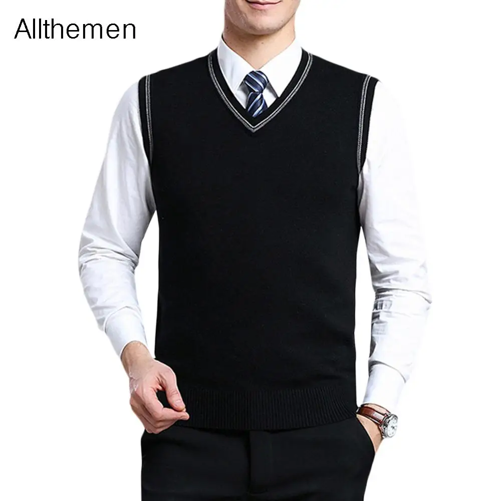 Все Для мужчин свитер для повседневной носки жилет v образным вырезом Вязаные