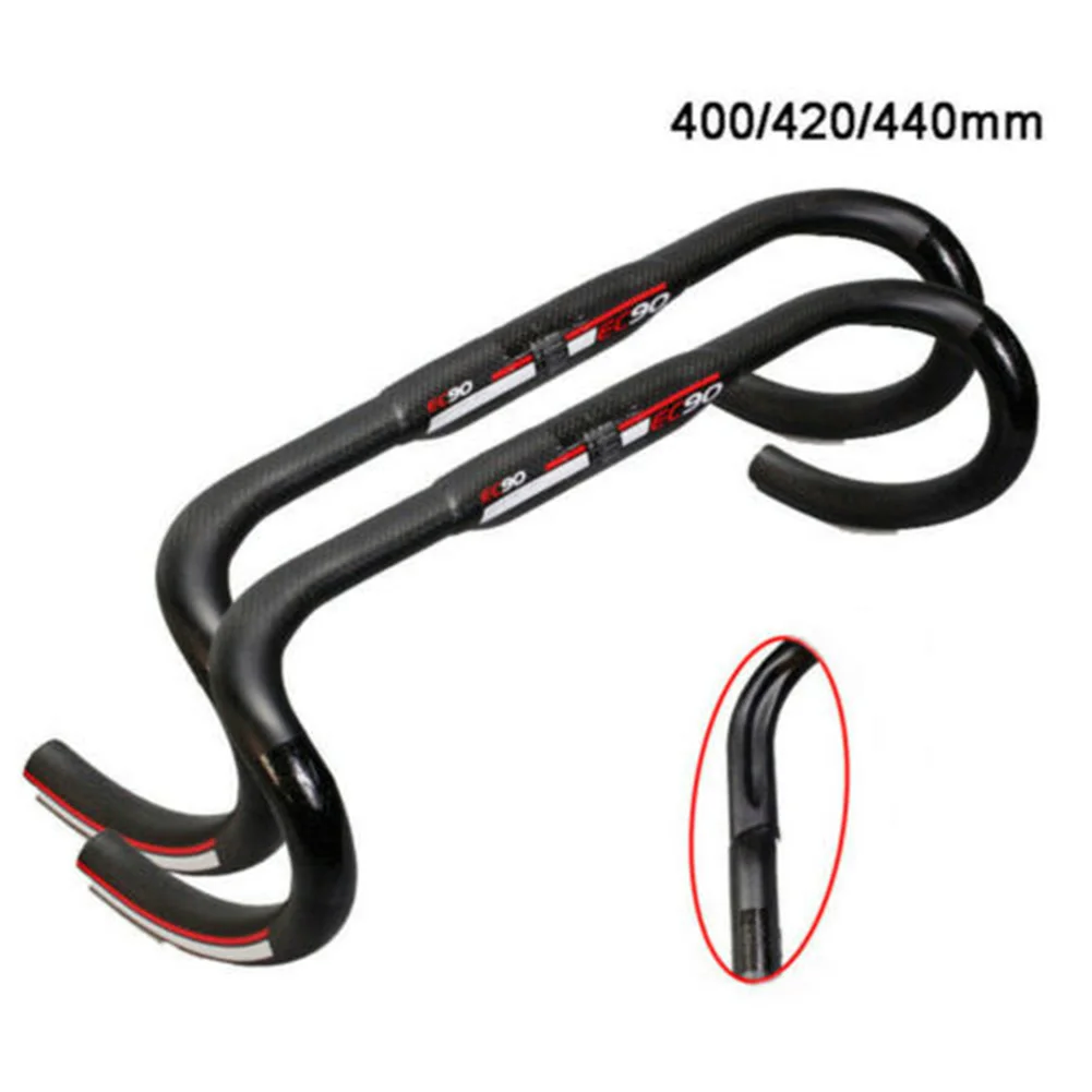 

31.8mm Road Bike Bent Handlebar Cycling Handlebar Carbon Fiber Handlebar Practical Black 400mm-440mm