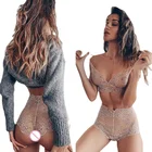 Сексуальные женские стринги с высокой талией, кружевное Сексуальное белье, комплект сетчатого обтягивающего бюстгальтера, прозрачный Бюстье, корсет, сексуальное эротическое нижнее белье, женские трусики