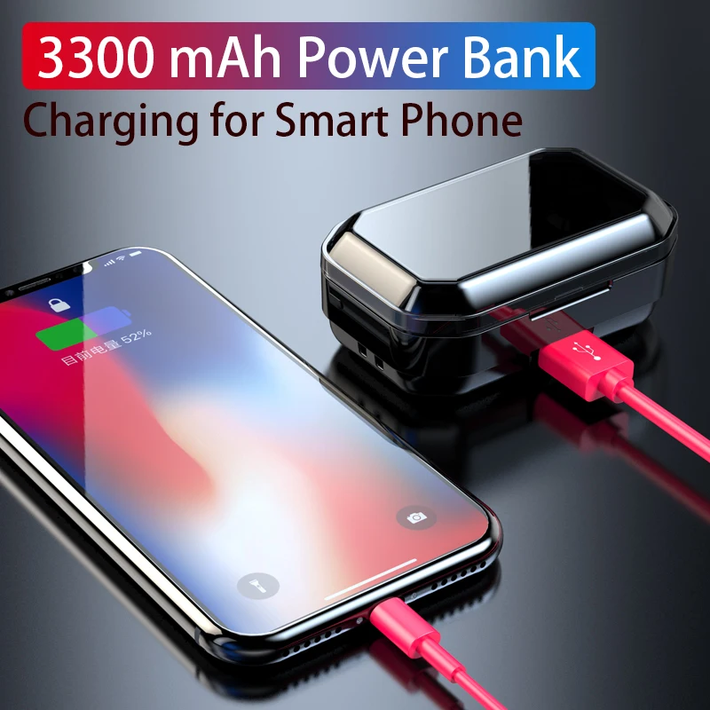 G02 TWS bluetooth 5 0 наушники беспроводные стерео водонепроницаемые с 3300 мАч LED смарт
