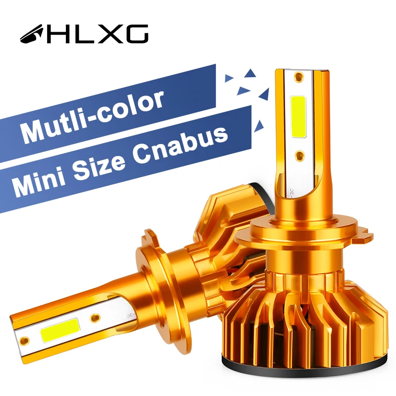 HLXG 2 лампы светодиодные H4 H7 H11 H8 диодные для авто HB3 9005 HB4 9006 H3 43000К 6000К всё CSP матрица