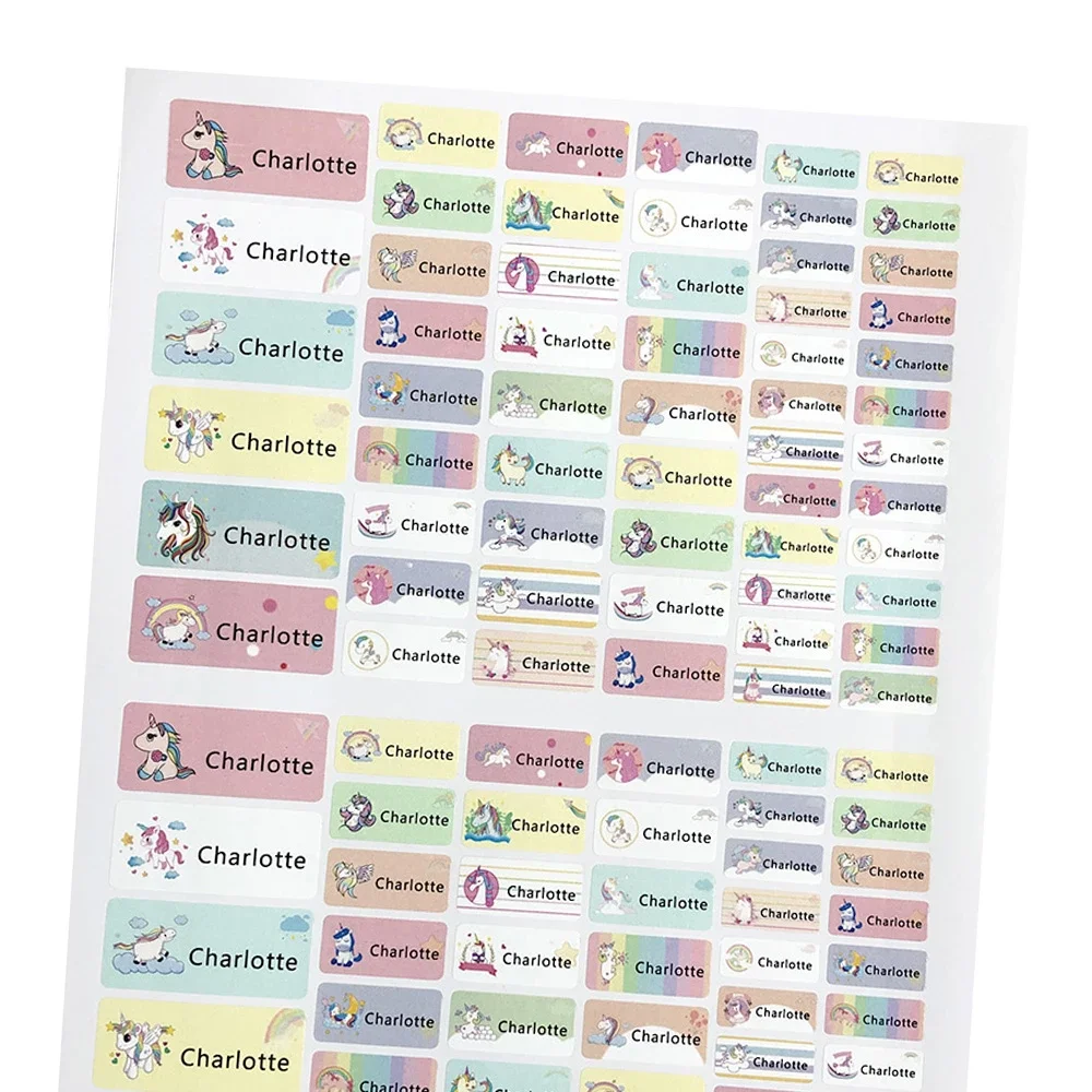 114 шт. Мультяшные наклейки с именем единорога персональные бирки для девочек на