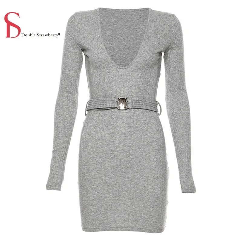 Женское креативное облегающее платье миди с длинным рукавом и глубоким