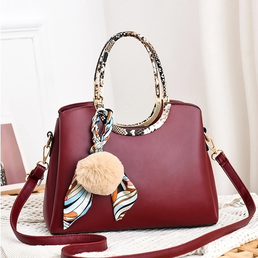 

Women's bags 2020 fashion all-match ribbon fur ball handbag Korean temperament one-shoulder messenger female bag