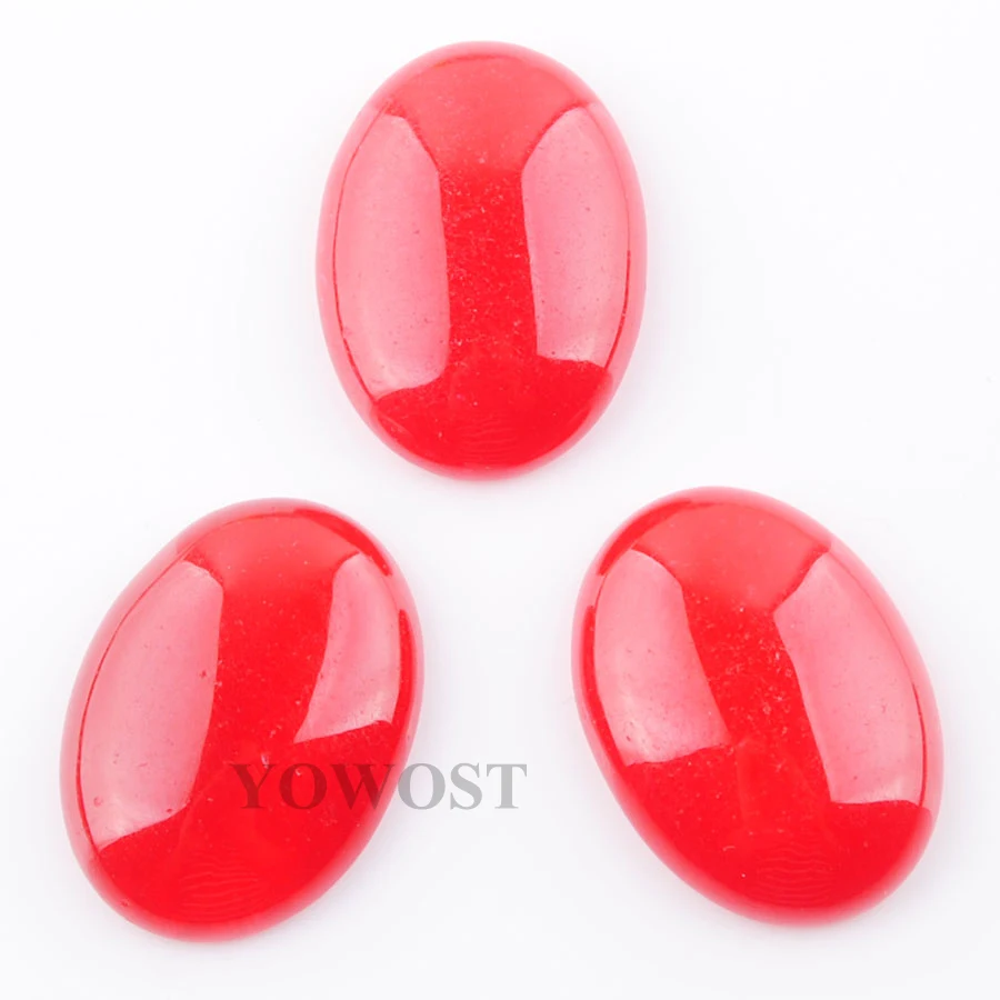 

Natural Red Jades Gem Stone Oval Shape No Hole Cabochon CAB Beads for Women Jewelry Making DIY Fittings 10Pcs 22x30MM IU3296