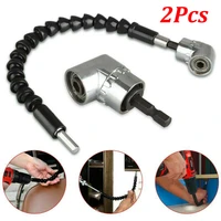 2pcs adjustable right 105 angle drill flexible shaft bit kit extension screwdriver holder hex screwdriver socket holder adapter