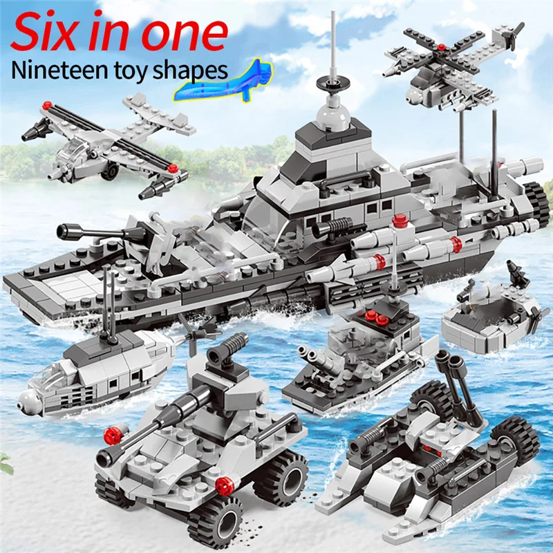 419 шт 6 в 1 армейские детские строительные блоки строительство Рождественский