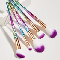 rainbow fan shape makeup brushes colorful fish tail brushes cosmetics mermaid highlighter foundation face brushes tool