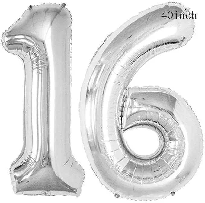 silver Сладкий 16-й вечерние украшения шар цвета розового золота фоновое украшение 16 алюминиевая пленка шар с днем рождения поставки PAT72 - Цвет: silver