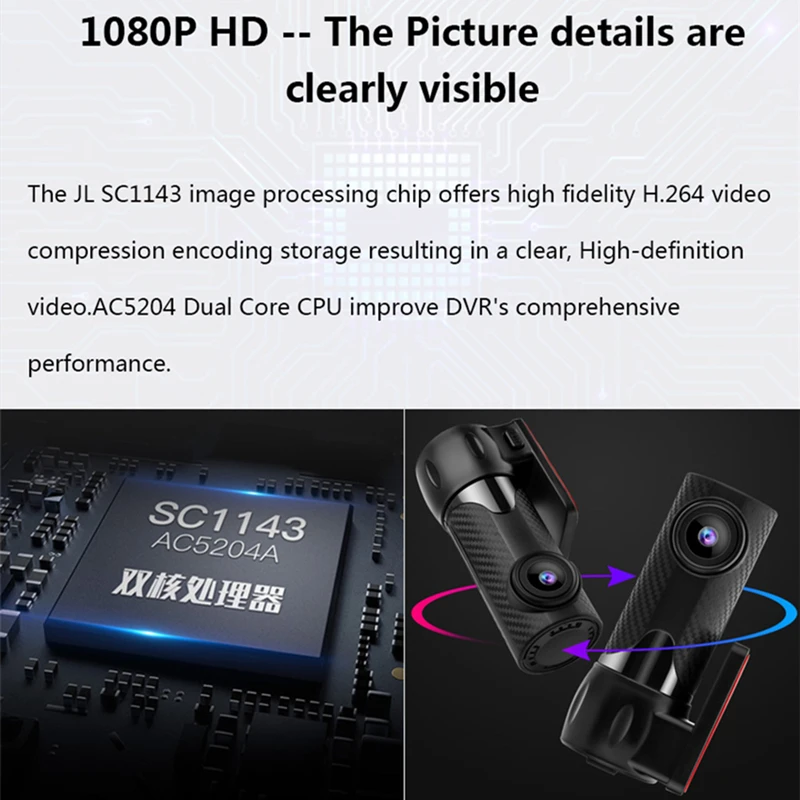 Мини видеорегистратор для автомобиля 360 WiFi смарт камера 1080P с g сенсором и ночным