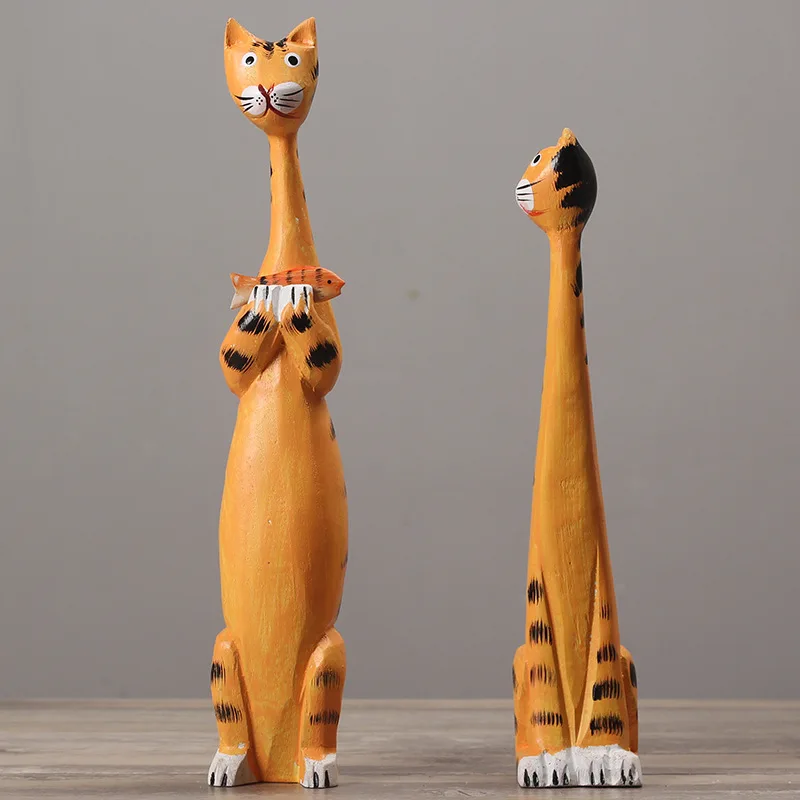 2 шт. креативные скандинавские деревянные модели кошек украшения для дома резьба