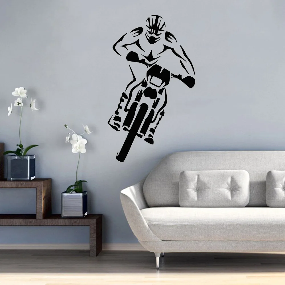 

Motorcycle Racing Driver Extreme Sport Motocross Wall Decals Vinyl Wall Sticker For Living Room Modern Home Decoration 324-002