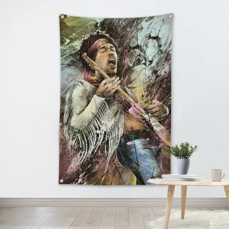 Гитарист Хендрикс рок группа баннеры висячий флаг наклейка на стену кафе