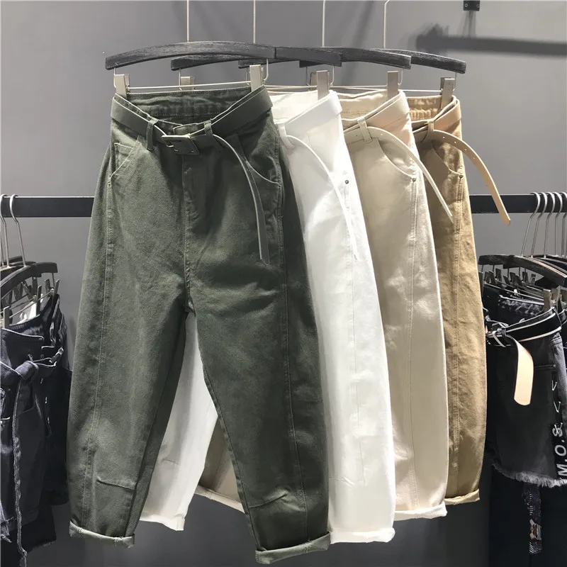 Джинсы для женщин в стиле бойфренд длинные штаны шаровары хлопковые легкие на