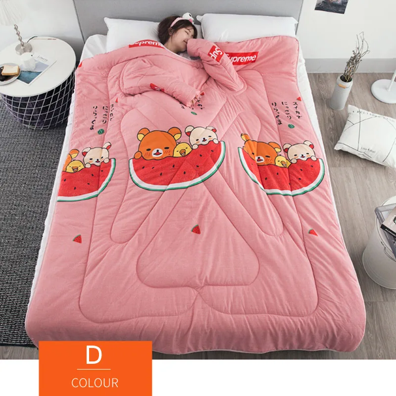 

Lazy Quilt with Sleeves Blanket Cape Cloak Nap Blanket Dormitory Mantle 150x200cm WWO66