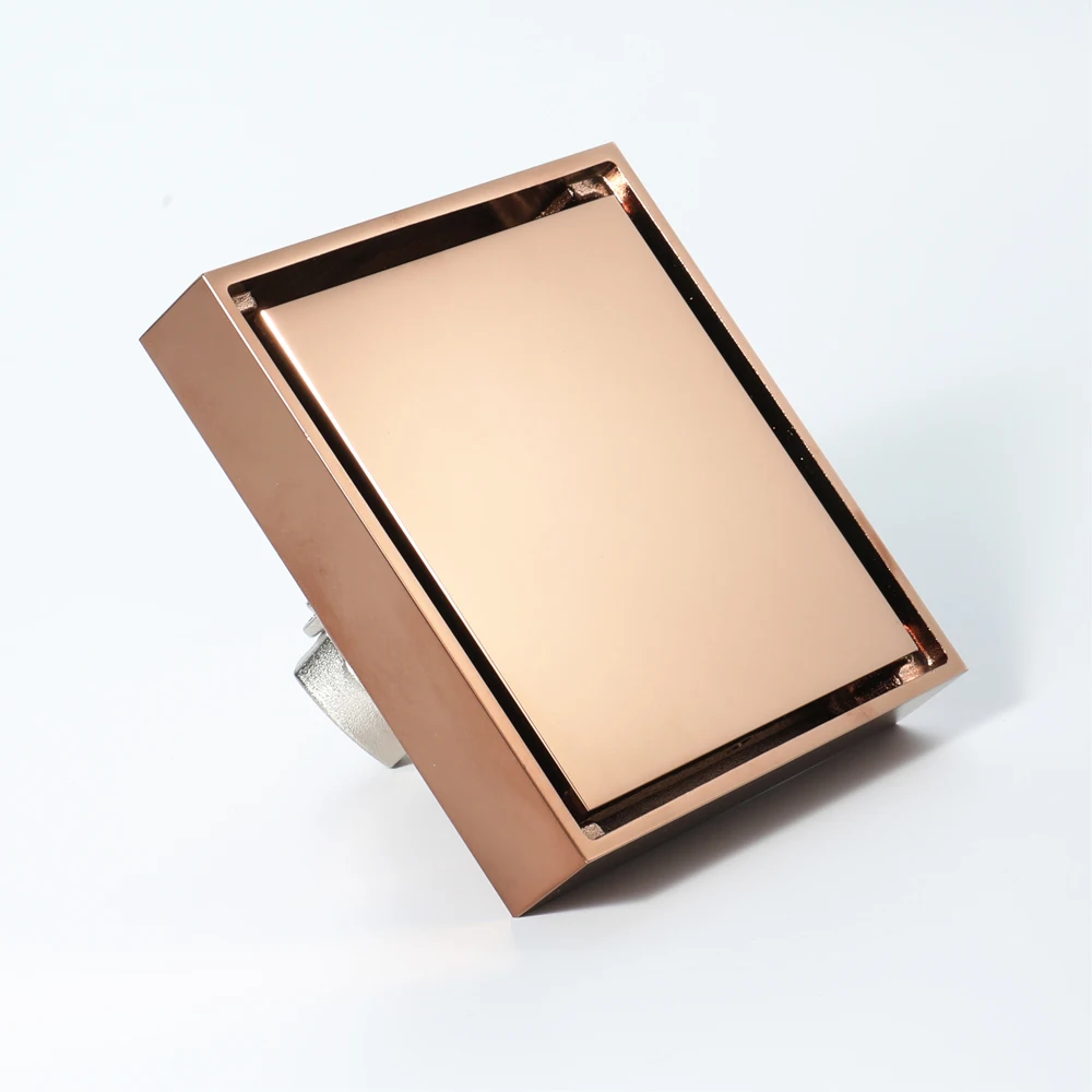 Квадратный Слив для пола латунный розовое золото 10x10 см туалет кухня анти-запах