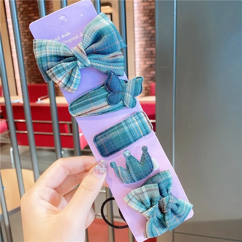 6 шт./компл. челка зажим для волос с бантом клип решетки украшение головы и платье