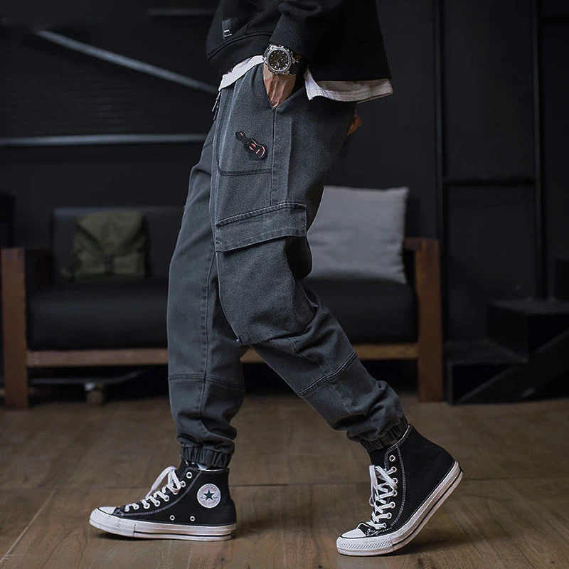 Black Jeans Plus size Jeans Men Hip hop StreetWear Joggers Ankle Length Denim Cargo Pants Loose Pocket Harem Trousers Sweatpants