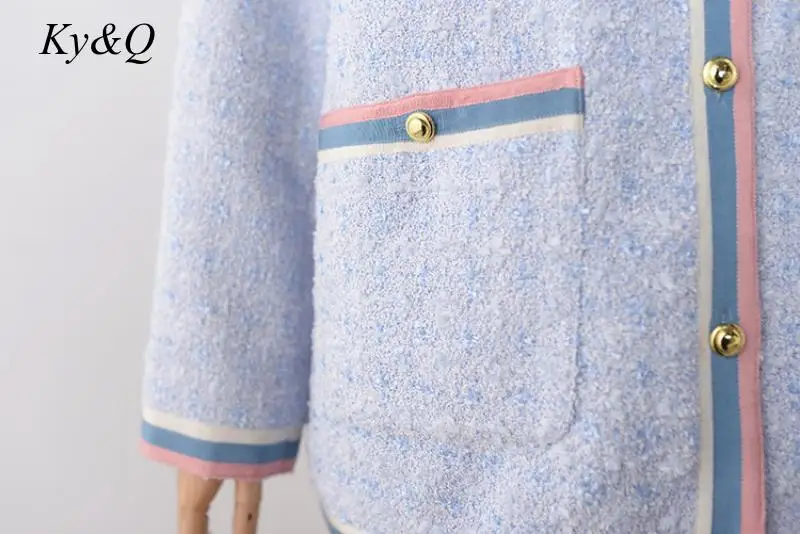 Женская твидовая куртка с длинным рукавом Повседневная приталенная в стиле