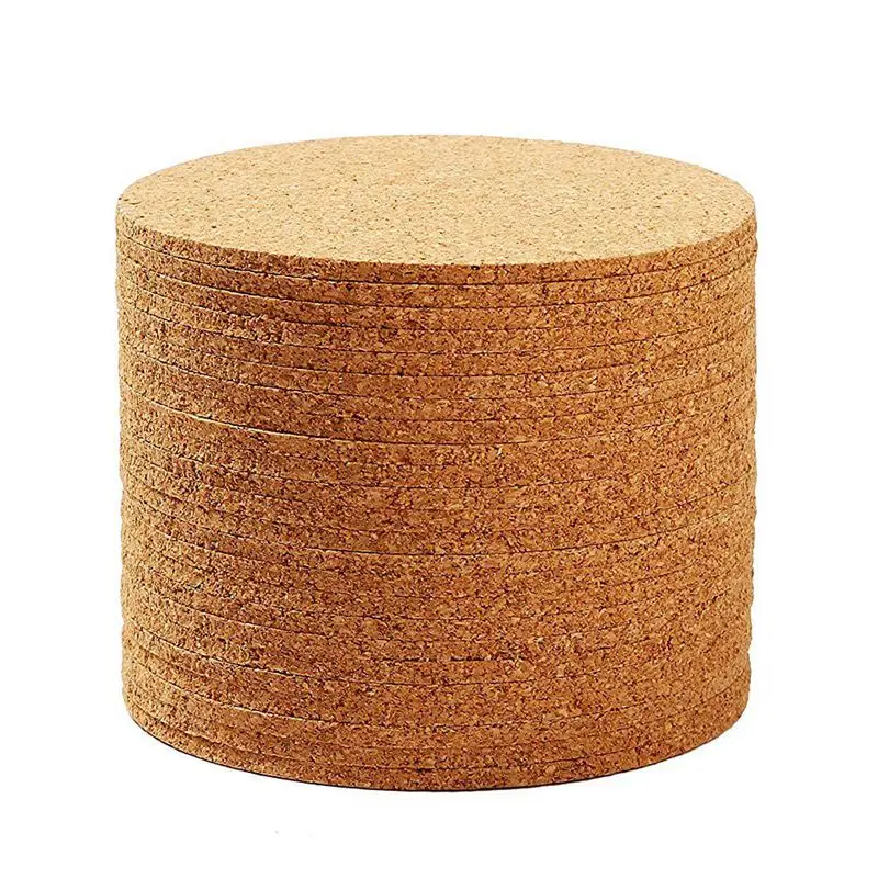

Set of 10 Cork Bar Drink Coasters - Absorbent and Reusable - 90mm, 5mm Thick
