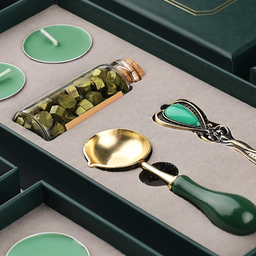 Ретро бумажная коробка комплект с герметизирующий материал бусины ложка штампа