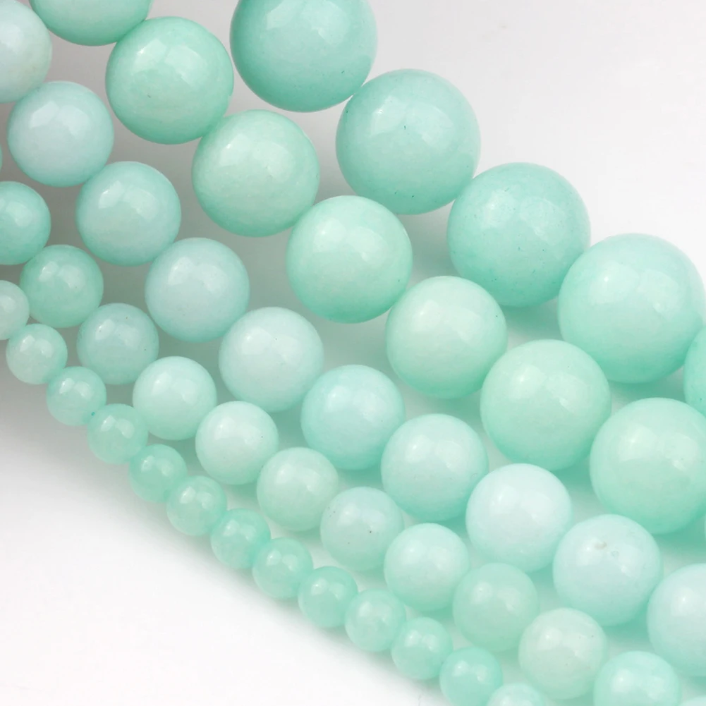 Natural Blue Round Amazonite Beads Fine Loose Stone For DIY Making Bracelet Necklace Jewelry 15&quot Pick Size 4/6/8/10/12mm | Украшения и