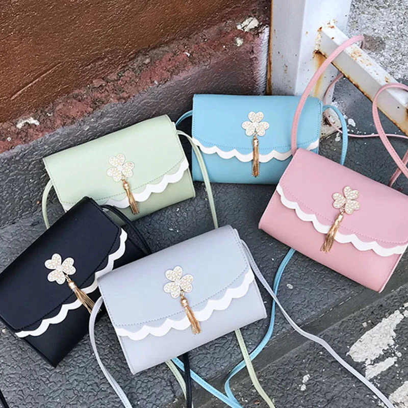 

Women Iron Tassel Flower PU Bag Single Shoulder Messenger Bags New