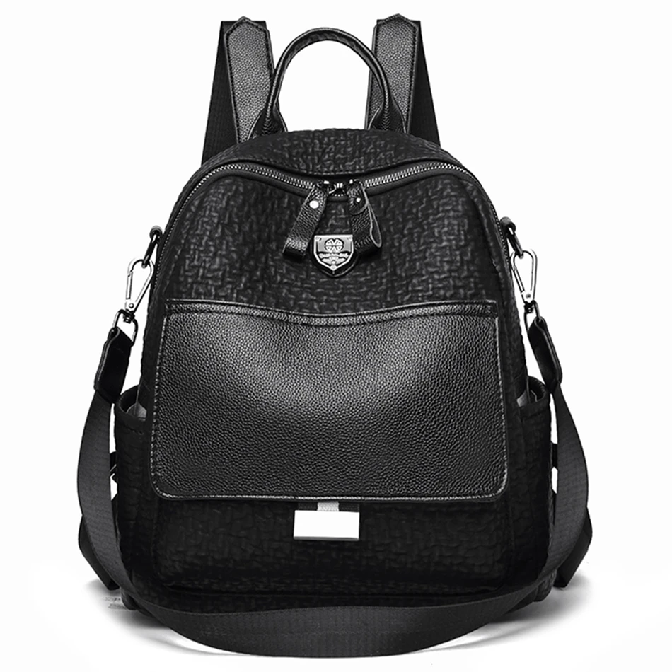 

3 In 1 Women's Backpack Lychee Leather Shouder Bag 2021 Designer Backpacks for Teenagers Girls Classic Cowhide Zipper Bag Pack