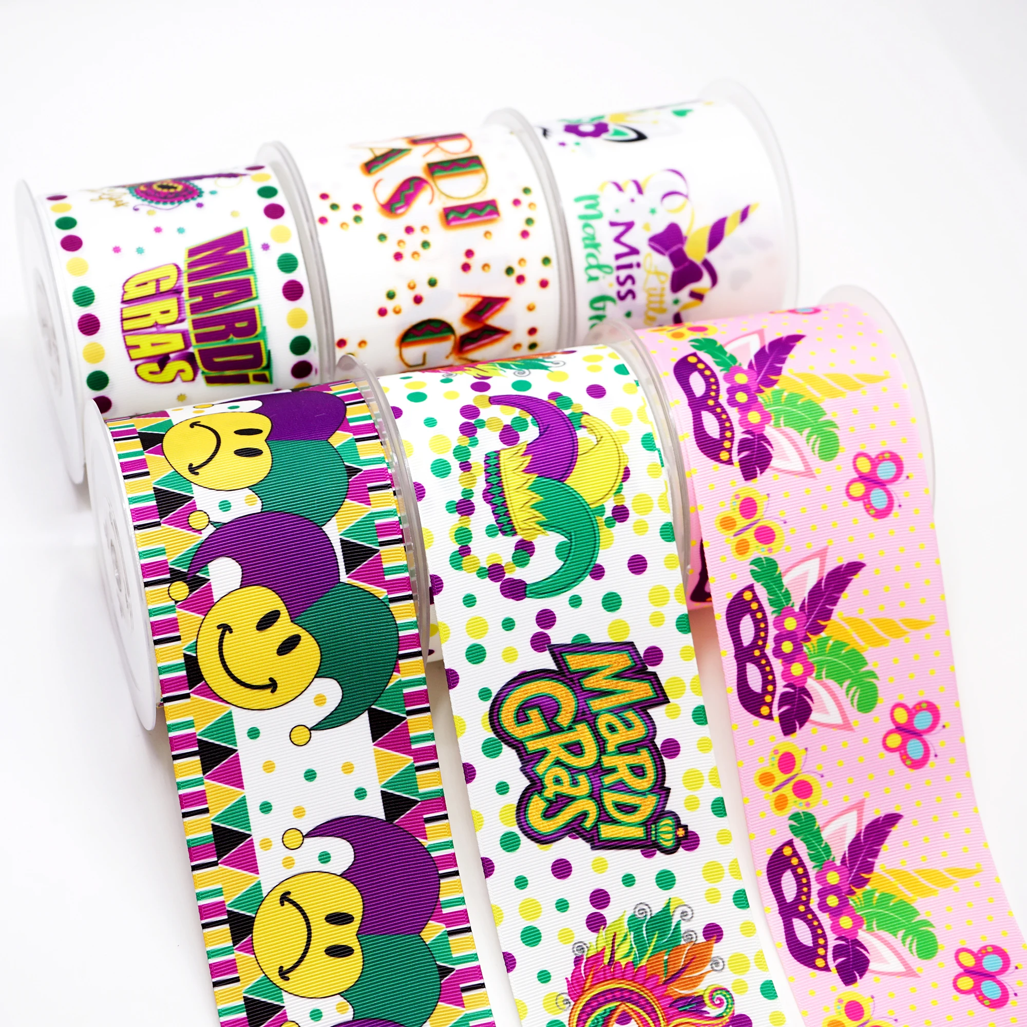 Бесплатная доставка 50 ярдов лента для Марди Гра с принтом корсажная 35661 | Дом и сад