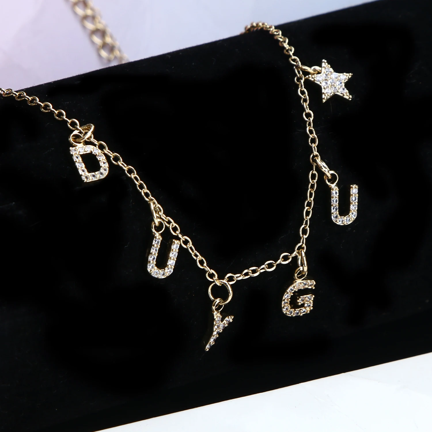 

Частные хрустальные ожерелья, медное ожерелье с именем на заказ, хрустальные подвески, персонализированные ювелирные изделия для женщин, д...