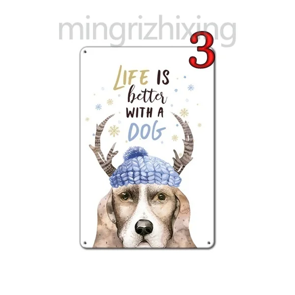 Металлический винтажный оловянный плакат Life is better with a dog настенный для кофе кафе