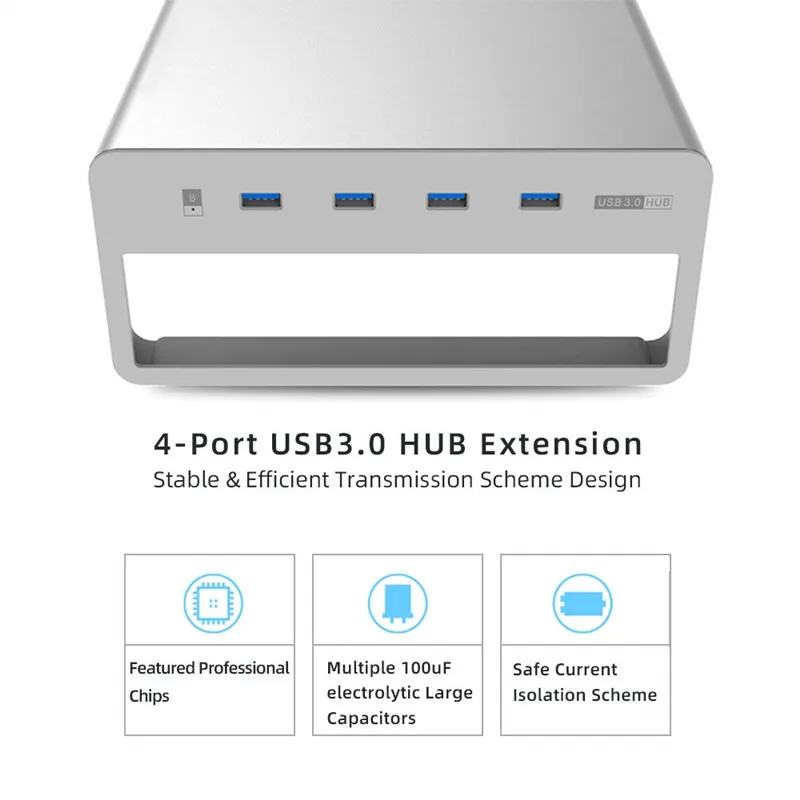 Алюминий сплава ноутбука стойка-держатель для монитора с USB 3 0 4 Порты и разъёмы