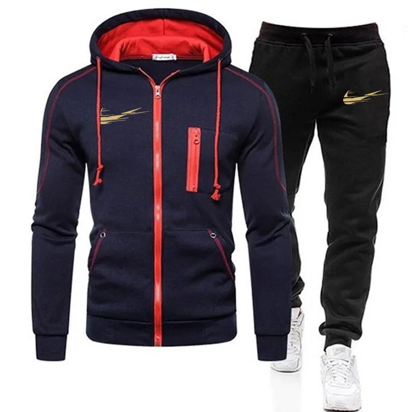 

2021 spring and autumn new men's sports suit long-sleeved INIKE sweater European and American fashion pant suit