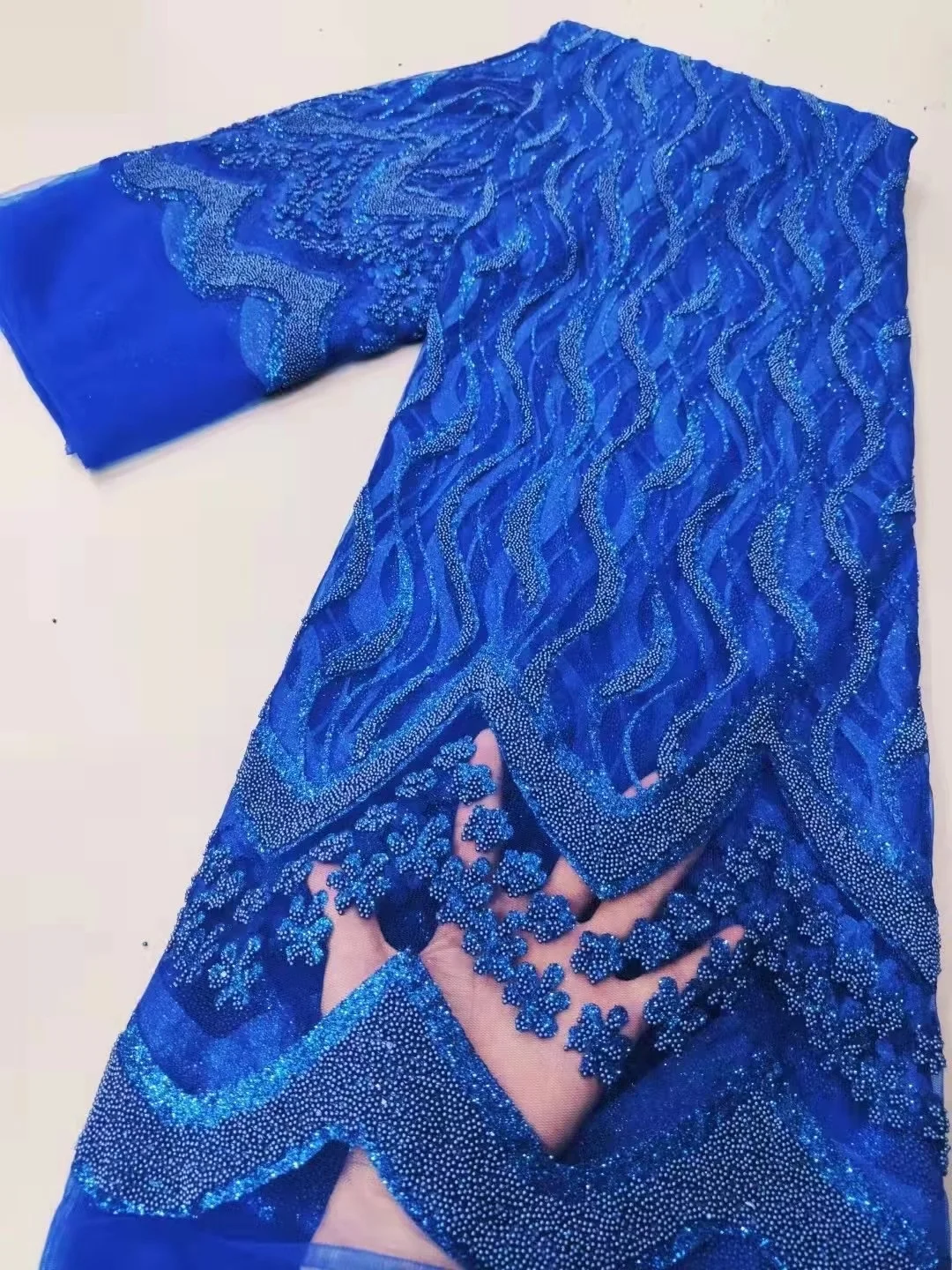 

Новейшая Тюлевая кружевная ткань Королевского синего цвета 2021, Высококачественная африканская вышивка, швейцарские французские Блестки д...