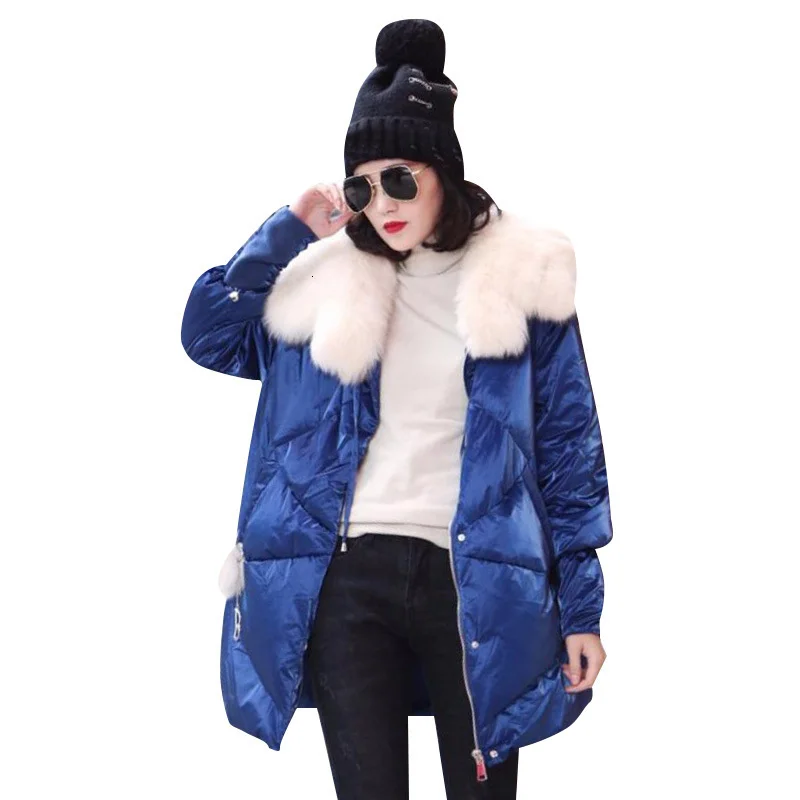 TWOTWINSTYLE лоскутный мех Drawstring женское хлопковое пальто с круглым вырезом Фонарь длинный рукав молния толстые парки женские зима