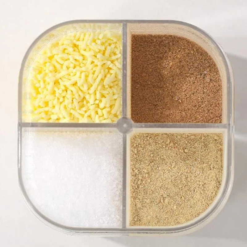 

Household 4 In 1 Salt And Pepper Shakers Spice Organizer Container Plastic Container Canister Kitchen Spice Jar Kitchen Gadget