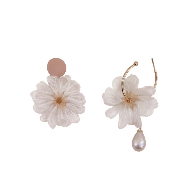 

2020 New Korean Plush Flower Earrings Autumn And Winter Female Pearl Temperament Ear StudTassel Long Style Simple Eardrop