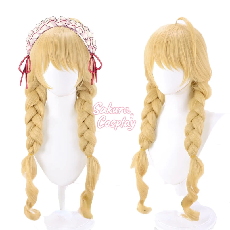 

Futaba Anzu Cosplay Long Braided Twin Ponytails Blonde Golden Heat Resistant Synthetic Hair Halloween Carnival Party + Wig Cap