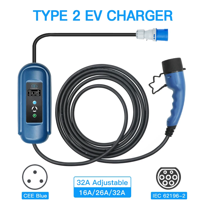 Зарядное устройство для электромобиля тип 2 5/7 метров зарядный кабель
