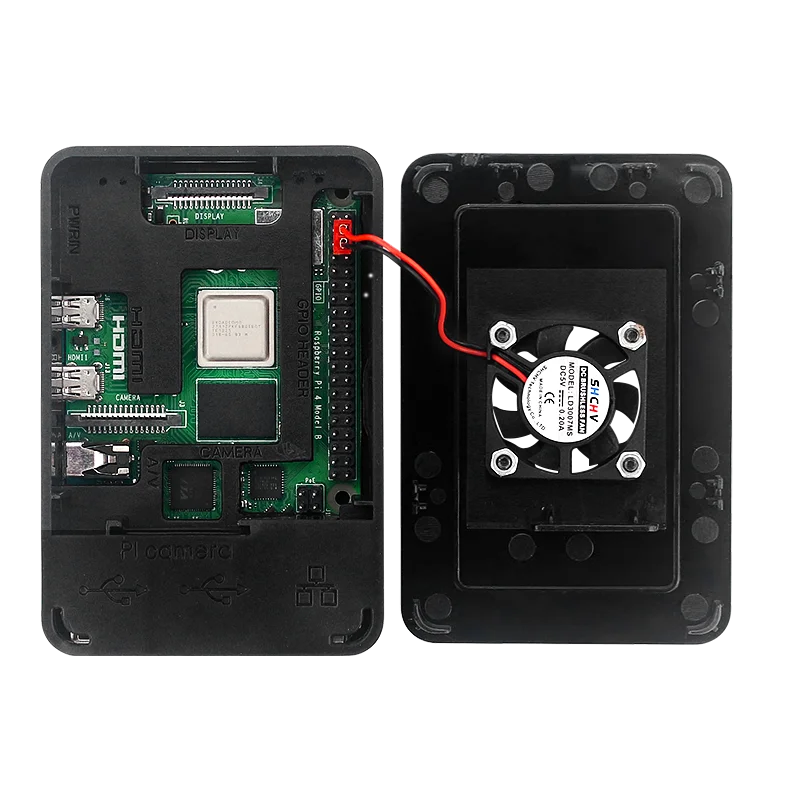 Чехол для Raspberry Pi 4 корпус из АБС пластика черный совместимый с охлаждающим