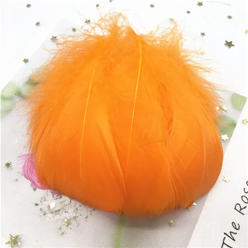 Orange 100 шт 8-12 см Средний плавающий гусиное перо натуральный Красочный перо для свадебной вечеринки одежда украшения для самодельного изготовления перьев - Цвет: Orange