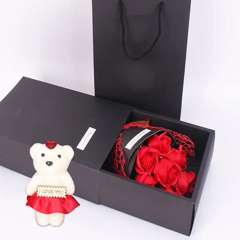 Home Decoration Simulation 7 Rose Soap Flower Gift Box Small Bouquet Christmas Valentine day for wedding decoration gift | Дом и сад