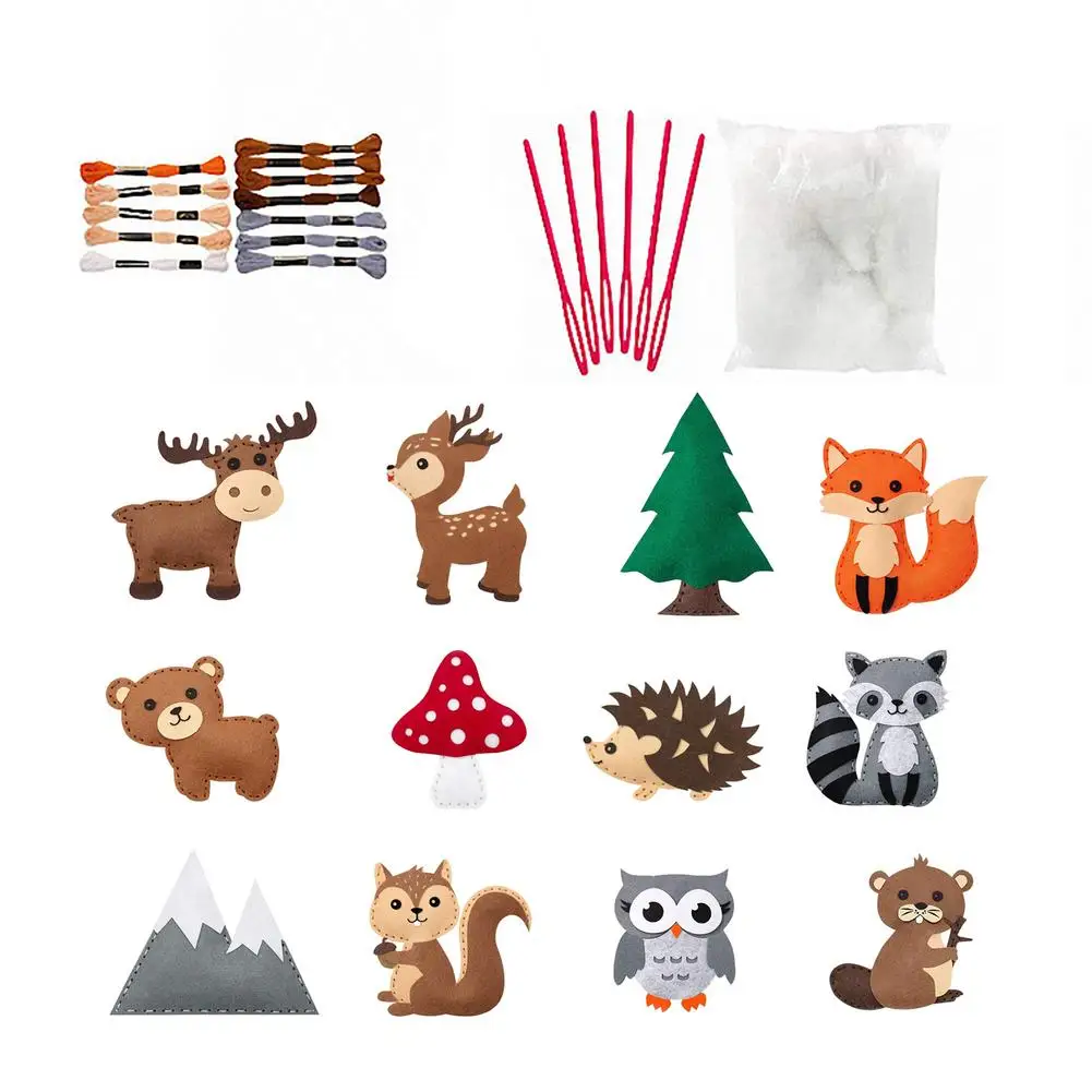 

Kids Sewing Kit Jungle Animals Sewing Kit Handmade DIY Sewing Toy Felt Woodland Animal Sewing Kits Educational Sewing Felt P