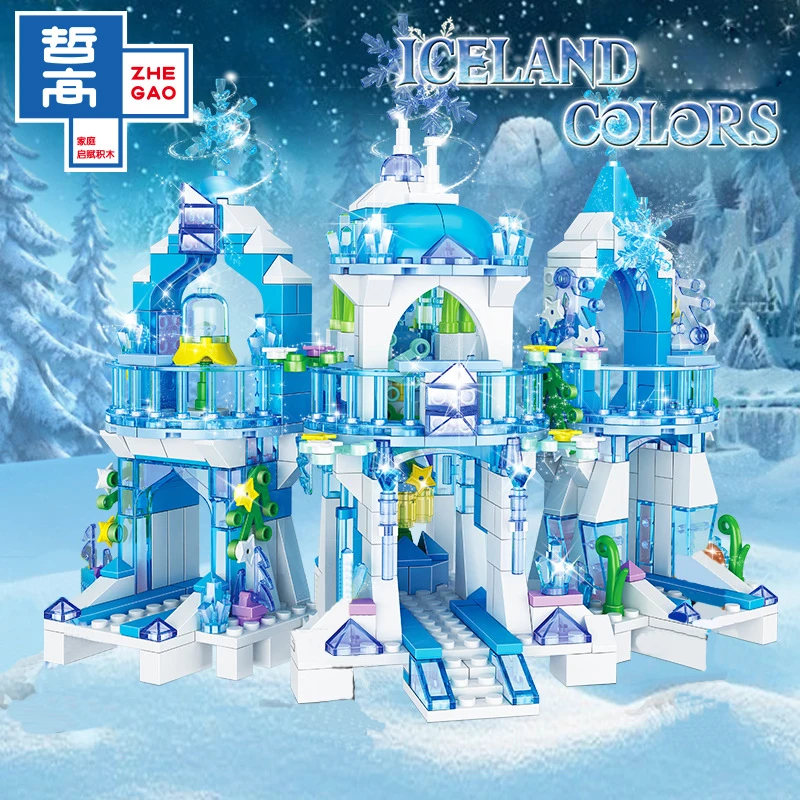 

QUNLONG Friends For Girl House Princess Castle Ice Castles Dragon Jurassic Dinosaur Building Blocks Friends Figures Bricks Toys