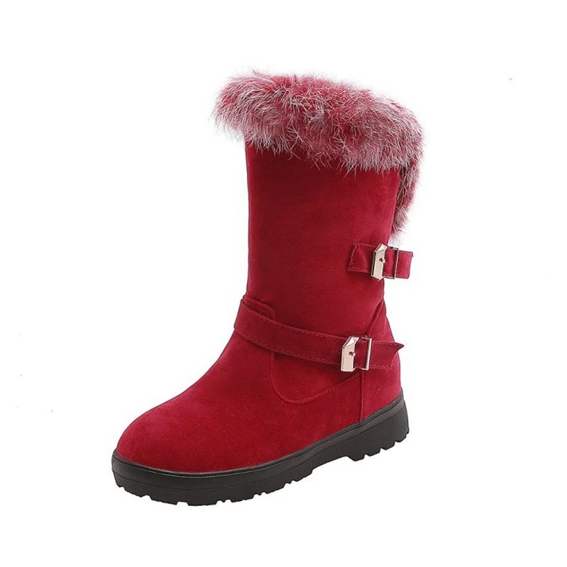 

QPLYXCO 2019 Super size 33-50 Winter Warm Plush Med Snow Boots Women comfy Height increasing Slip On Platform Shoes Woman 236