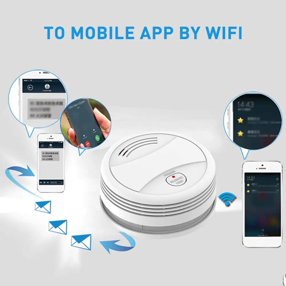 Датчик дыма Tuya Smart Life с Wi-Fi Беспроводной детектор для умного дома | Инструменты