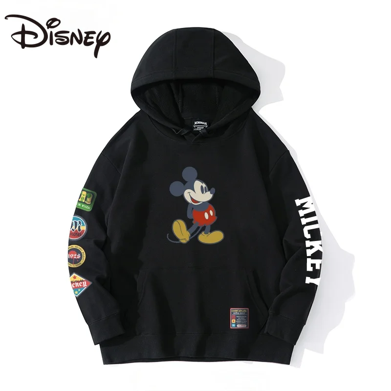 

Disney; Сезон весна-осень; Модный Микки Маус серии пары добавить ворсистая Толстовка на каждый день универсальная Толстовка Молодежная яркост...