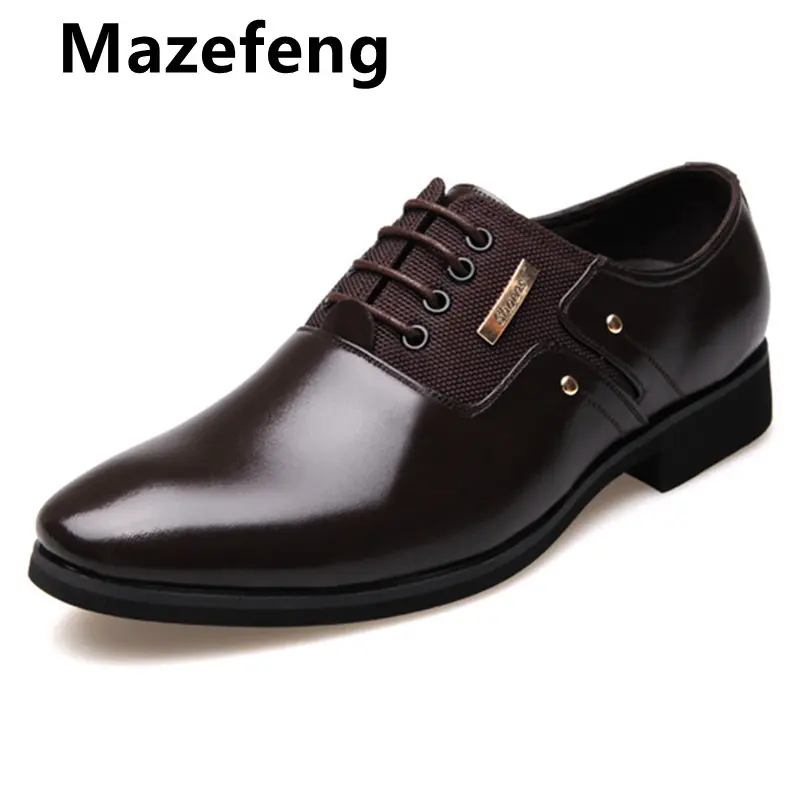 Mazefeng/2020 модные кожаные мужские модельные туфли без шнуровки с острым носком