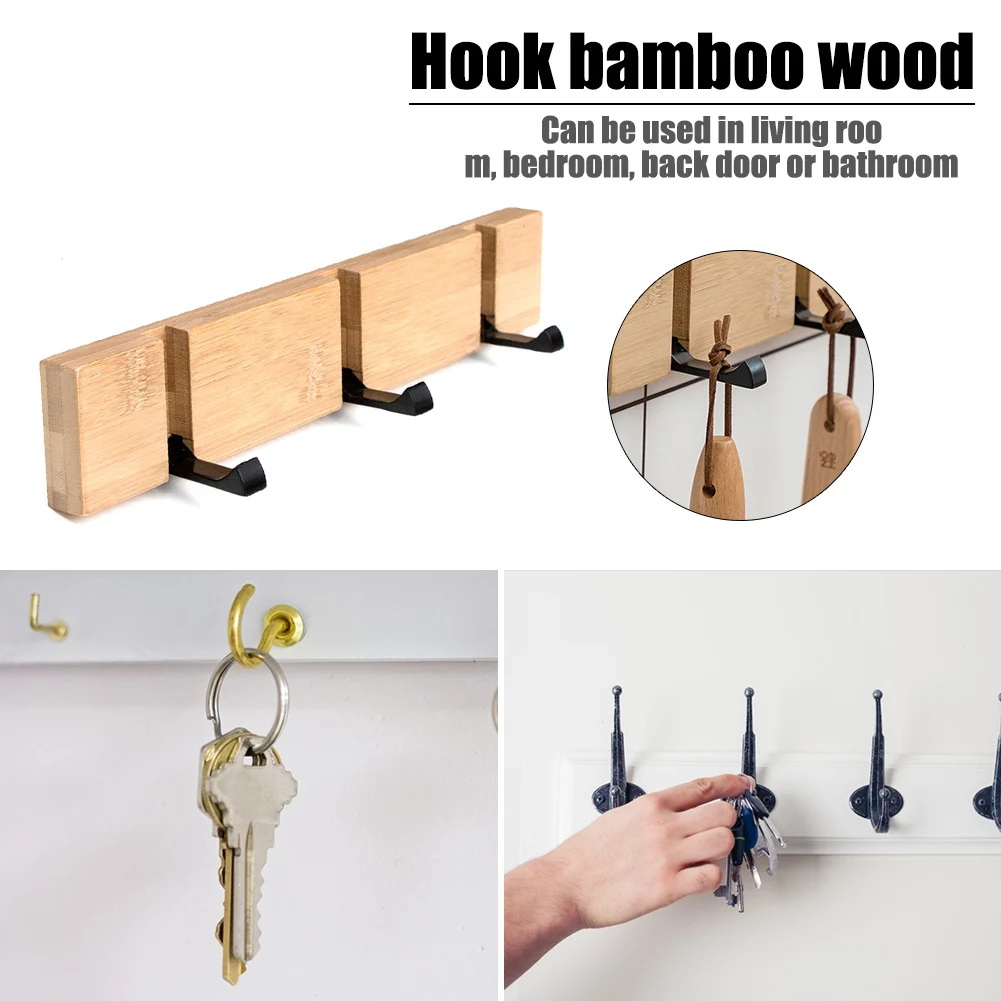 

HANGing Coat Bamboo Rack Hook Foldable Wall Mounting Living Room Row Hide Hook HANGer Kitchen Decorative Wall Brack Hook